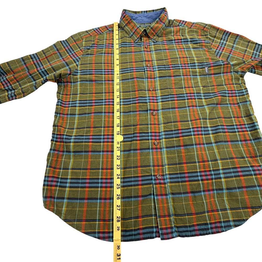 Woolrich Button Down Shirt Mens XL Olive Green‎ 100% Cotton Plaid Long Sleeve - Picture 9 of 10